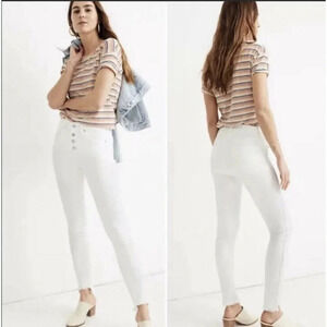 Madewell Mid Rise Skinny Jeans Button Fly White Women’s 36” NWT